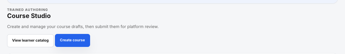 Course Studio with the Create course button.